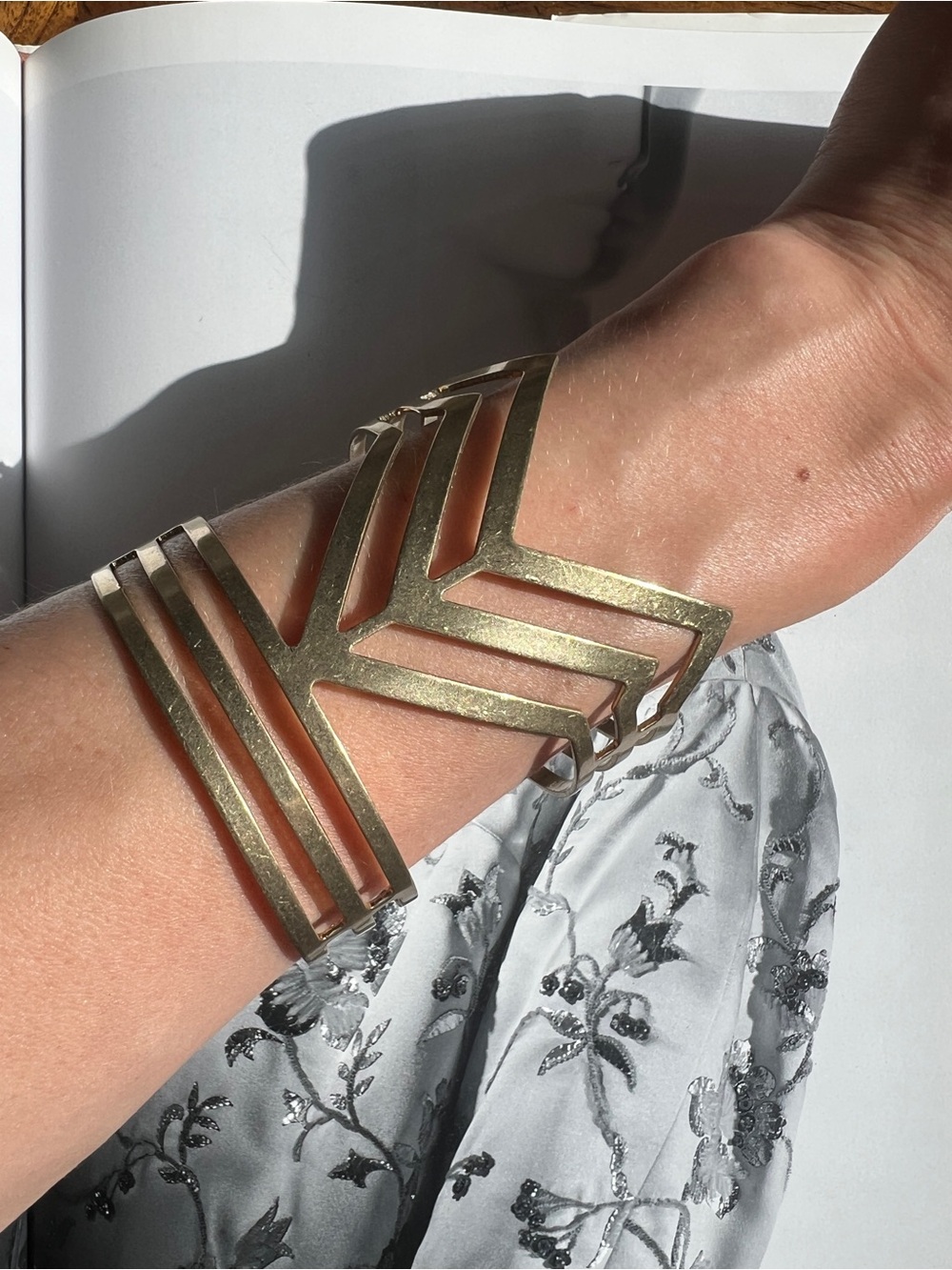 Geometric Cutout Gold Cuff Bracelet